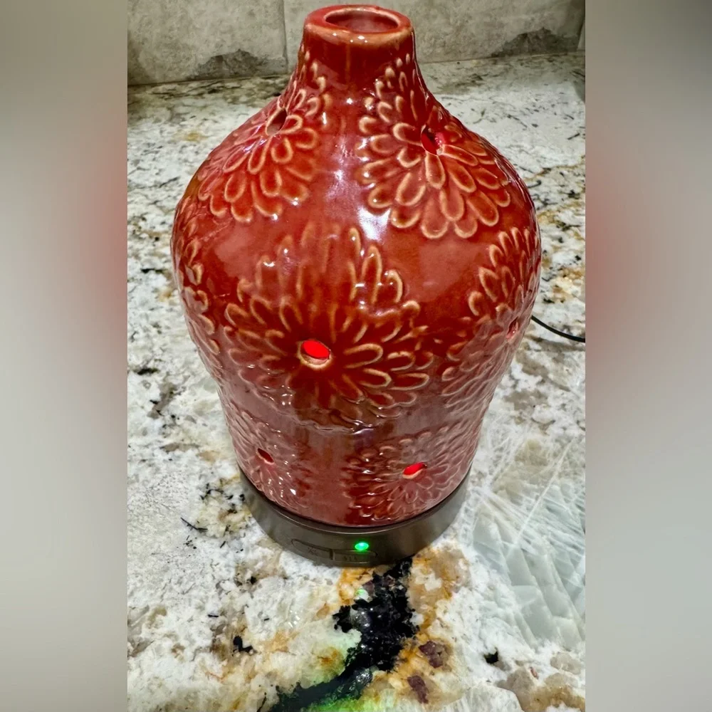Rust Ceramic Floral Lantern Essential Oil Ultra Sonic Aromatherapy Diffuser